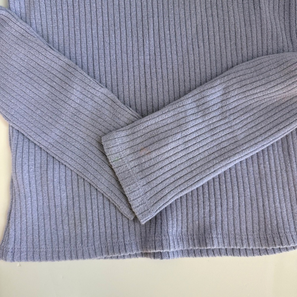 Janie and Jack Girls Ribbed Puff Sleeve Sweater Top Lavender Shimmer Preppy 8 - Picture 8 of 14